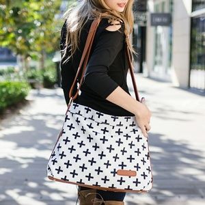 White & Black Crosses Hobo Crossbody Bag - NWT
